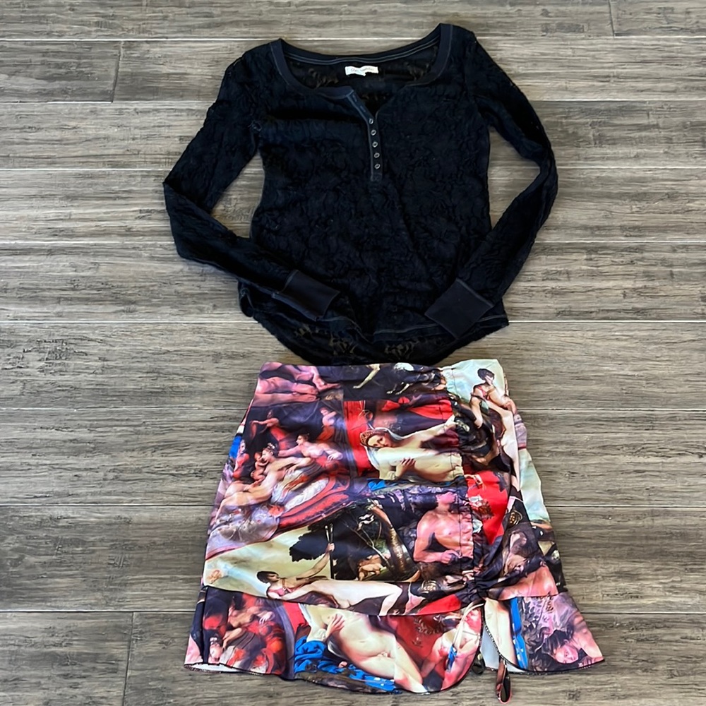 Fun outfit skirt and lace top